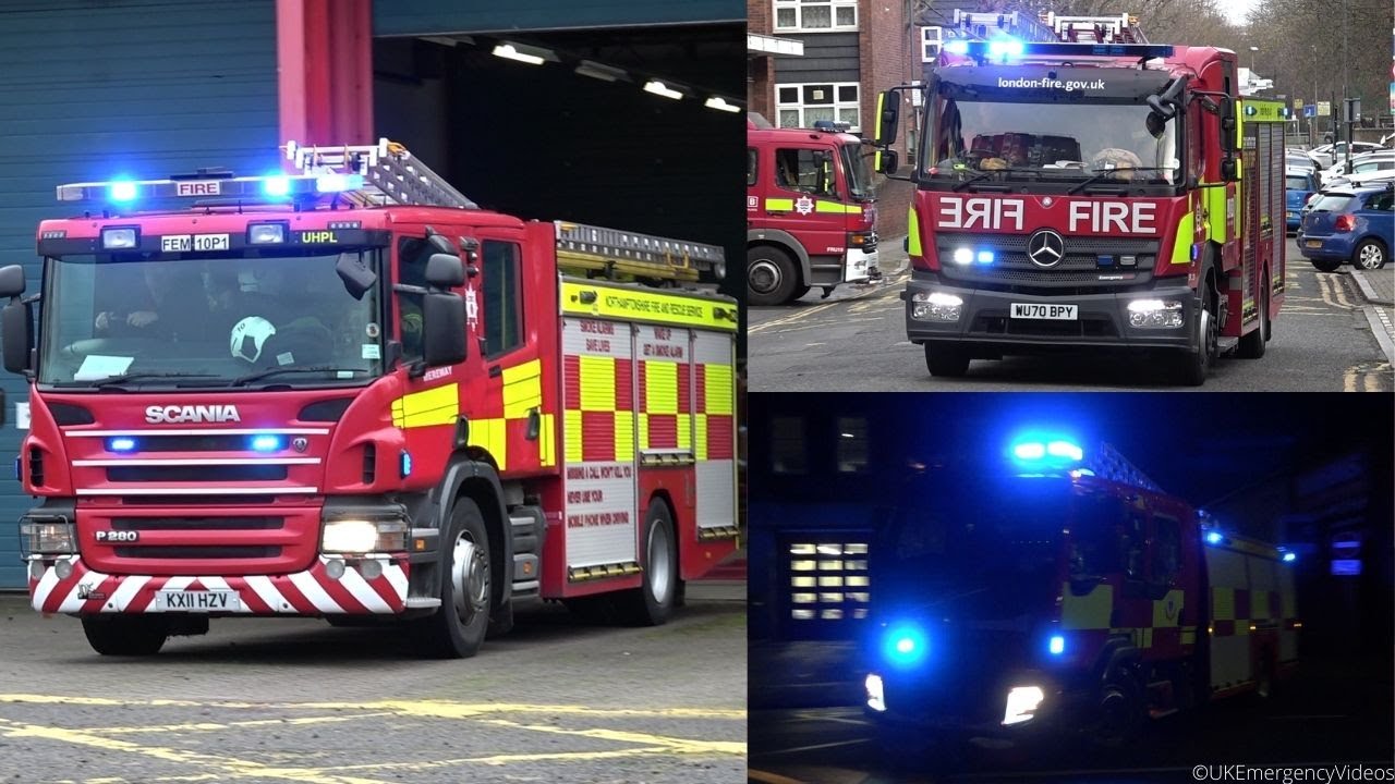 BULLHORN - Multiple Fire Engines Responding on Blue Lights and Sirens in England!!