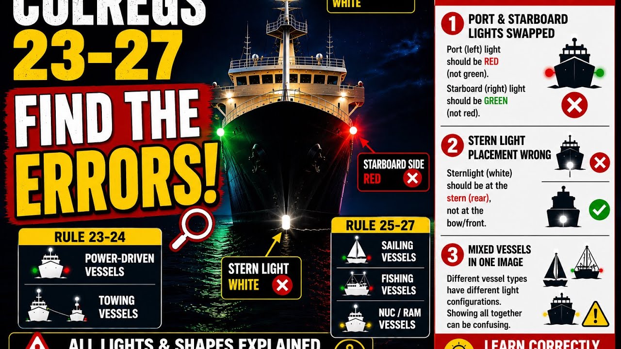 Navigation Lights Explained |COLREGs Rules 23–27 Made Easy |Power, Sailing, Fishing & Special Vessel