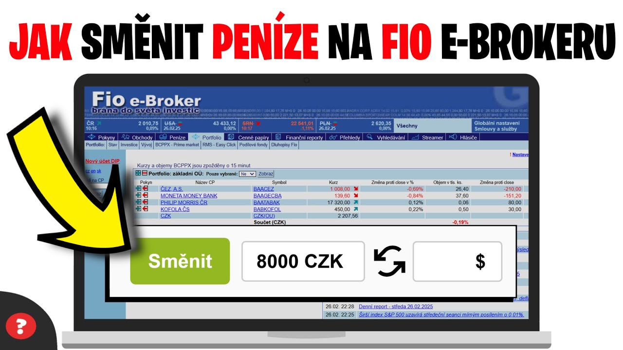 Jak směnit pen&iacute;ze na Fio e-Brokeru | N&aacute;vod