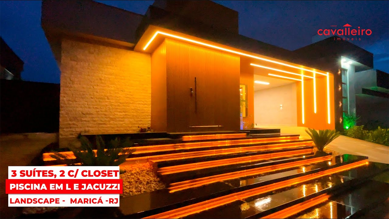 ✨PORTEIRA FECHADA! CASA DE LUXO NO LANDSCAPE MARICÁ | 3 SUÍTES, PISCINA EM L, JACUZZI E ADEGA