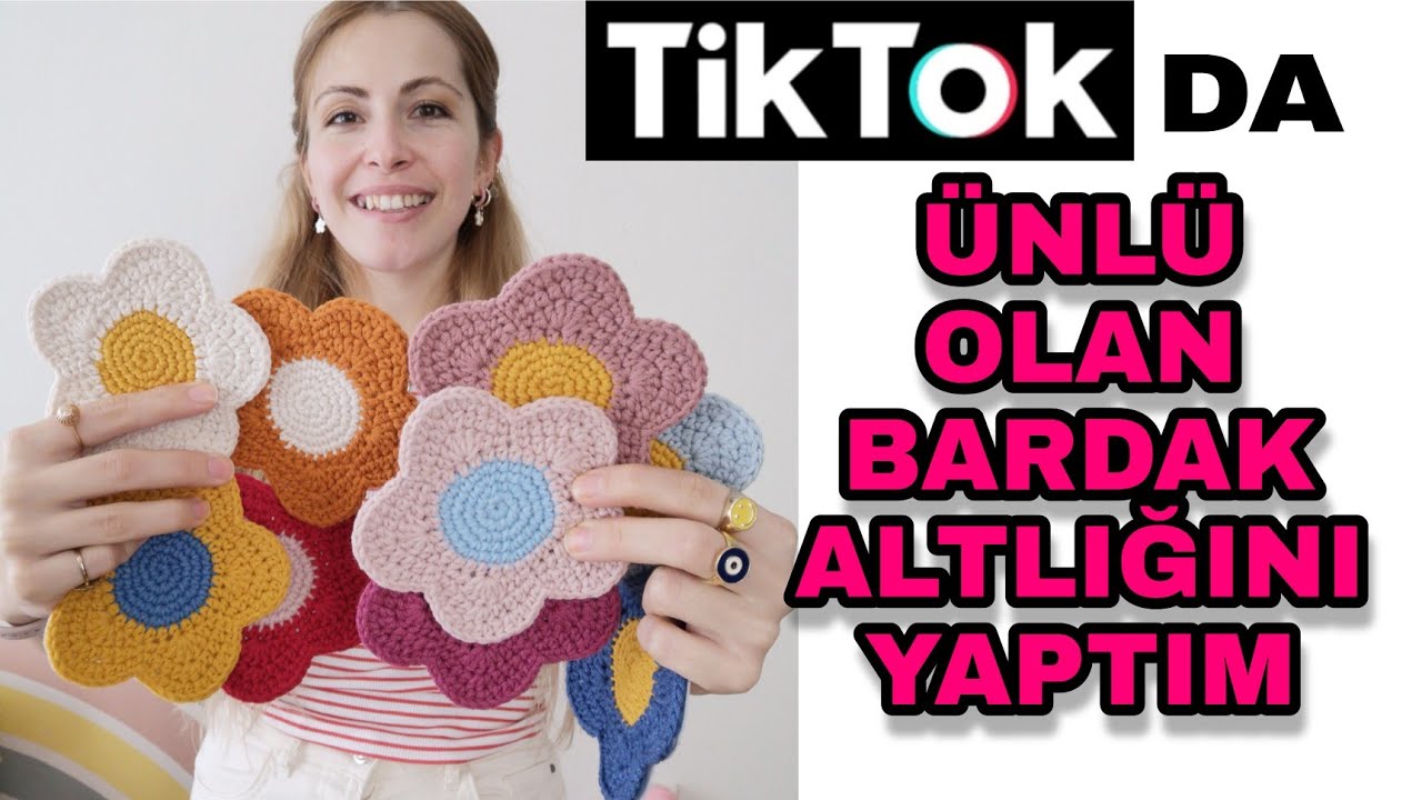 TikTok da ÜNLÜ OLAN ÇİÇEKLERİ YAPIYORUZ 🤩 | BARDAK ALTLIĞI YAPIMI | Diy | Crochet Flowers