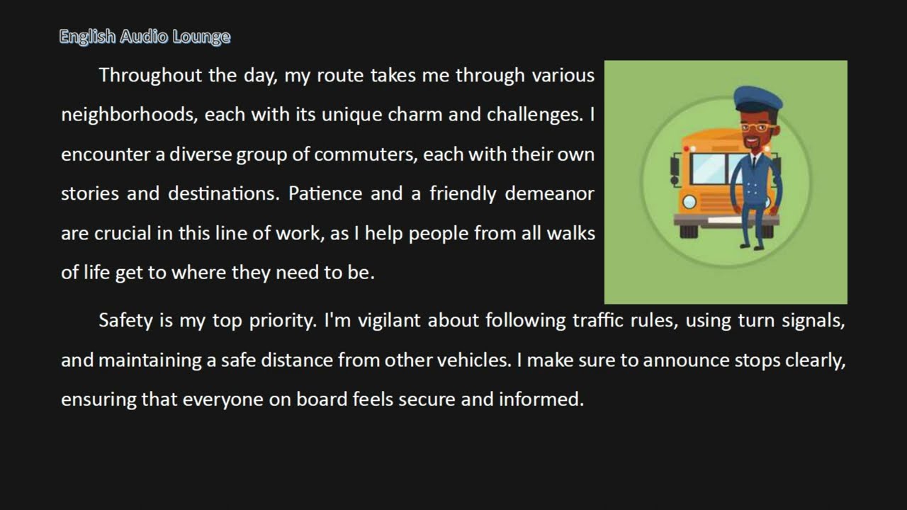 Basic English | A day in the life of a bus driver | A1/A2 Level