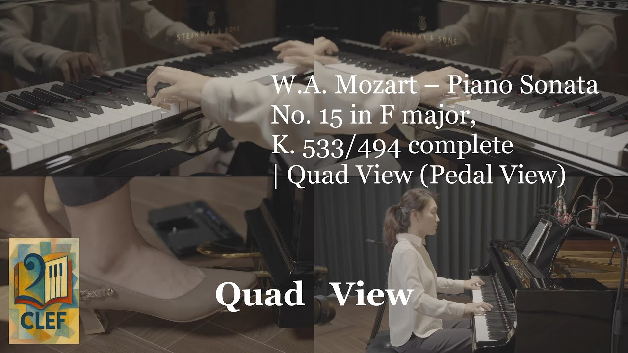 W.A. Mozart – Piano Sonata No. 15 in F major, K. 533/494 complete | Quad View (Pedal View)