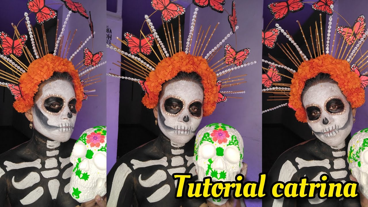 TUTORIAL maquillaje de CATRINA para tu disfraz en el DÍA DE LOS MUERTOS✨🦋 #diademuertos #art #like