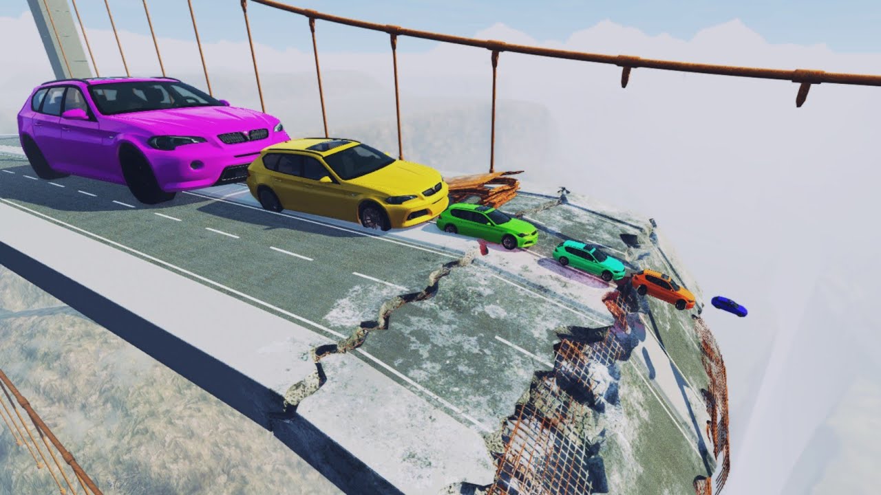 Big & Small Cars vs Broken Bridge - BeamNG.Drive!
