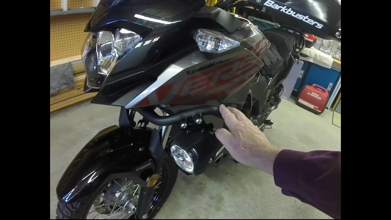 OEM and 3rd party Aux lights and OEM harness plus connector options on the Kawasaki Versys X300