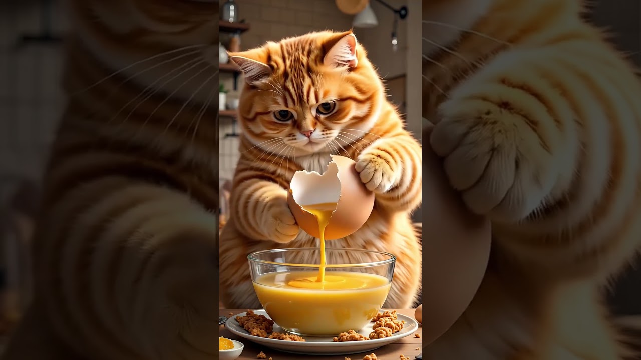 Oyot cook egg ostrich#Oyot #OYOTHEAICAT #OstrichEgg #BigEggChallenge #FunnyCat #MischievousCat