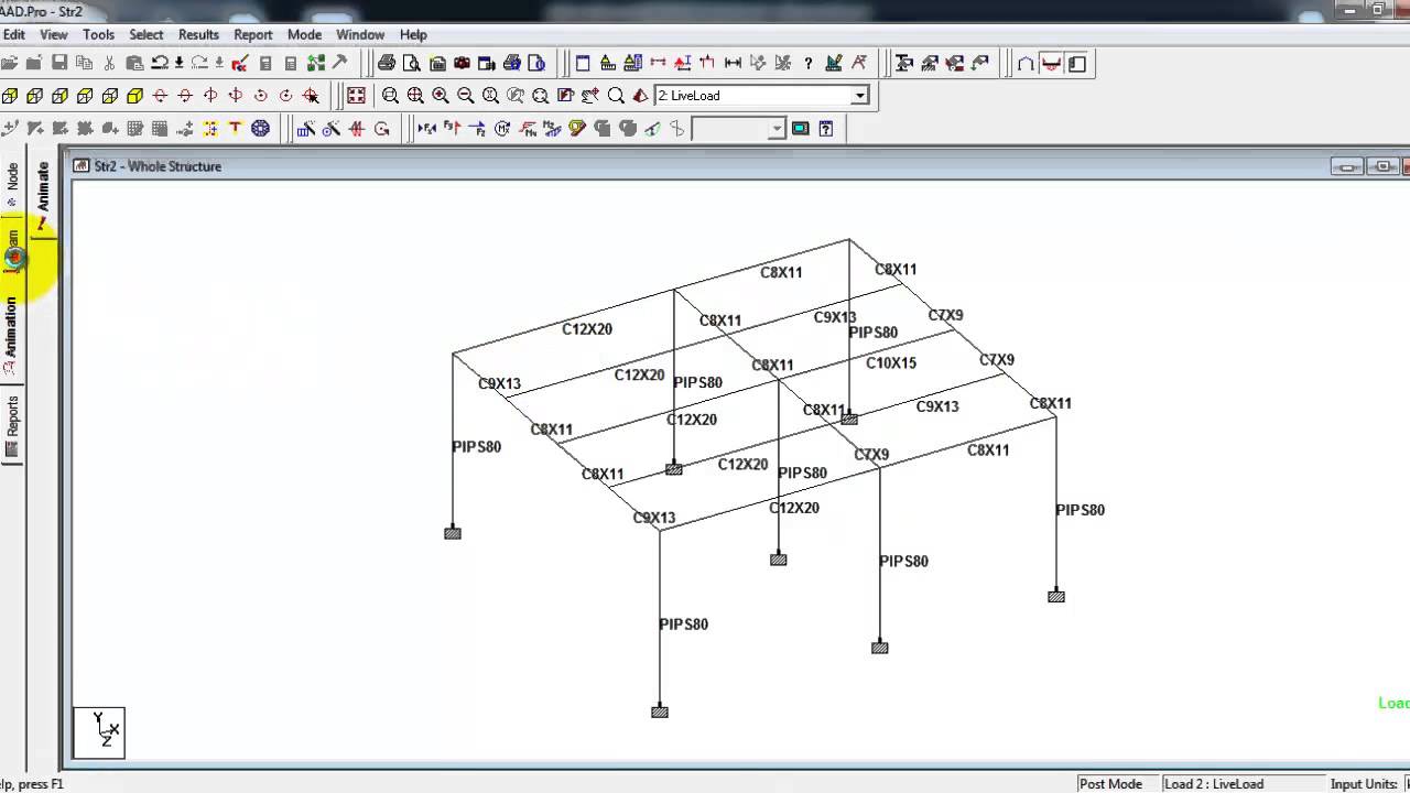 STAAD Tuts Step 6 - Overview on the Post Processing Mode of STAAD Environment