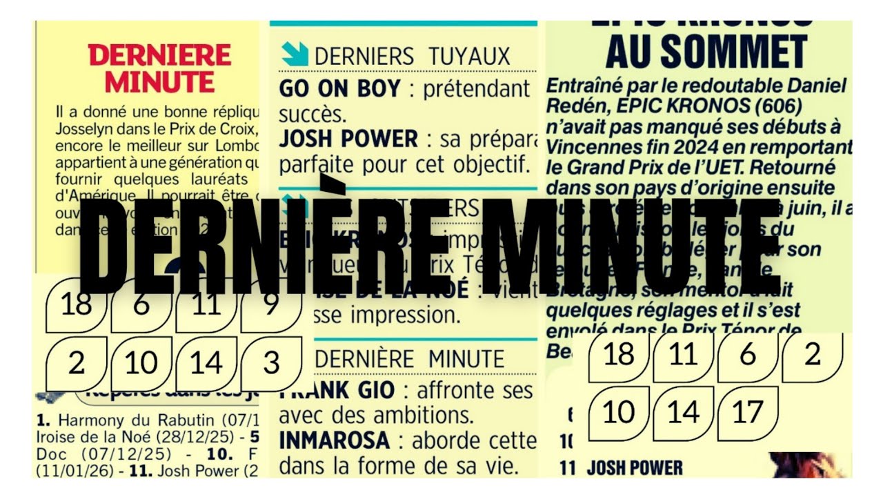 PRIX D'AMÉRIQUE DERNIÈRE MINUTE  PARISIEN TURFOMANIA ROI DU TIERCÉ DIMANCHE 25.01.26 TIERCÉ MAGAZINE