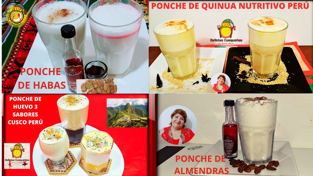 4 PONCHES Cusqueños de Habas De Quinua Quinoa De Almendras De Huevos Delicias Cusqueñas Perú