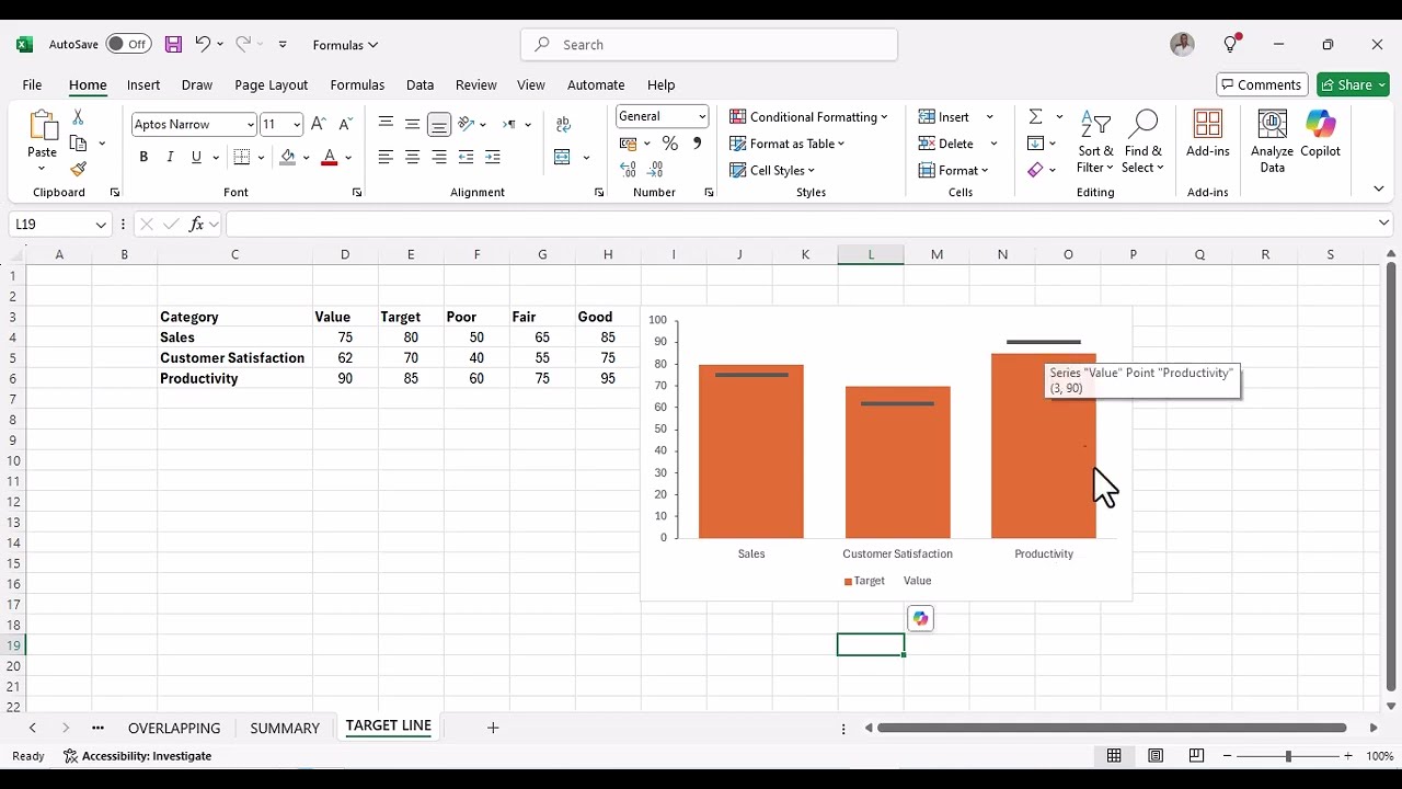 How to create a Bullet Chart in Excel