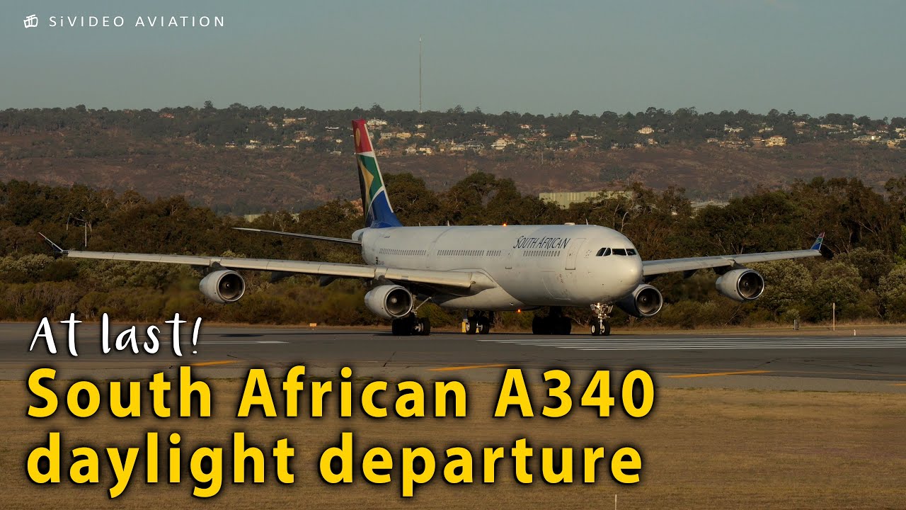 South African Airways (ZS-SXF) departs RW03 at Perth Airport on June 1, 2024.