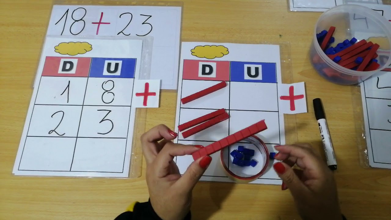 Sumas con canje usando el base 10