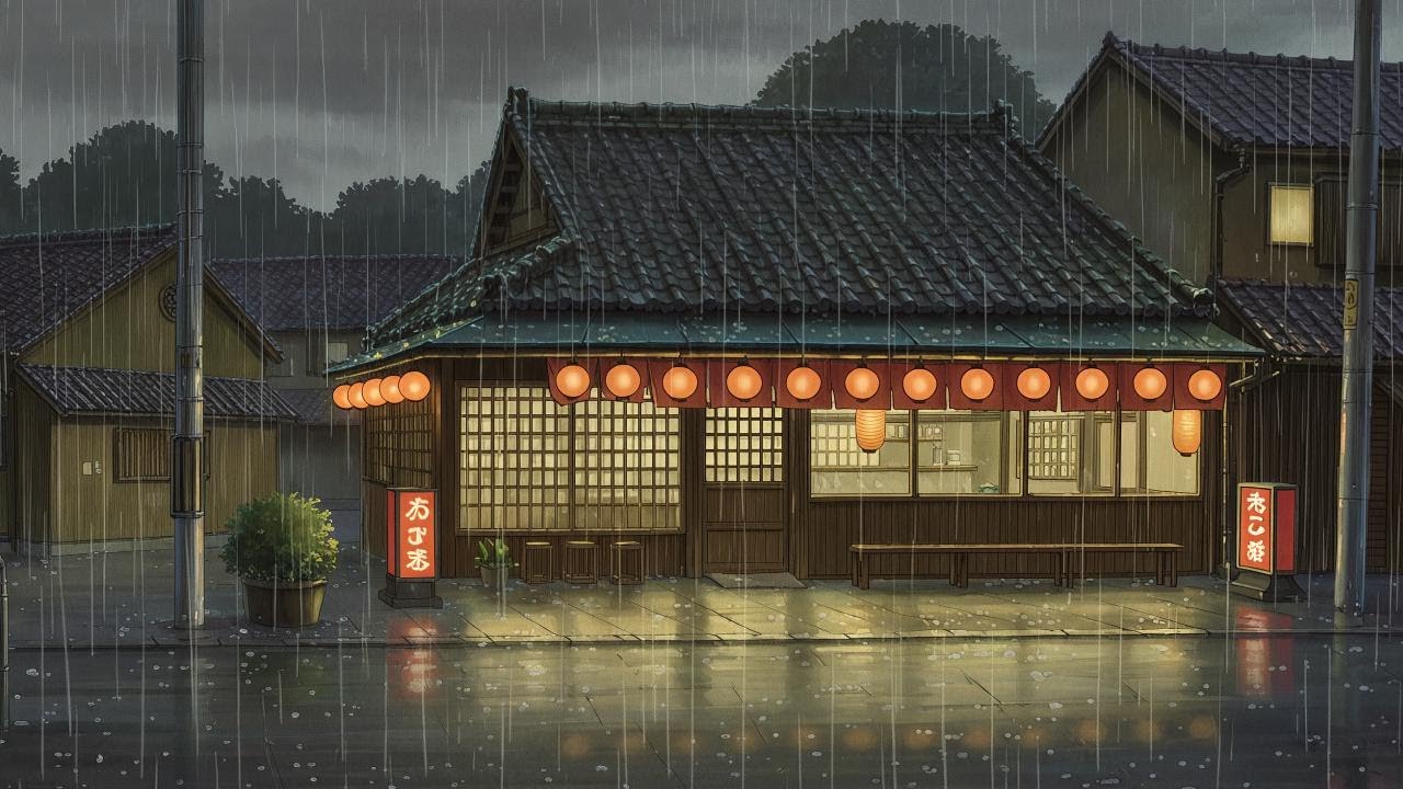 Japanese Tea House Sakura Rain Lofi Chillhop | Calm Ambience for Sleep