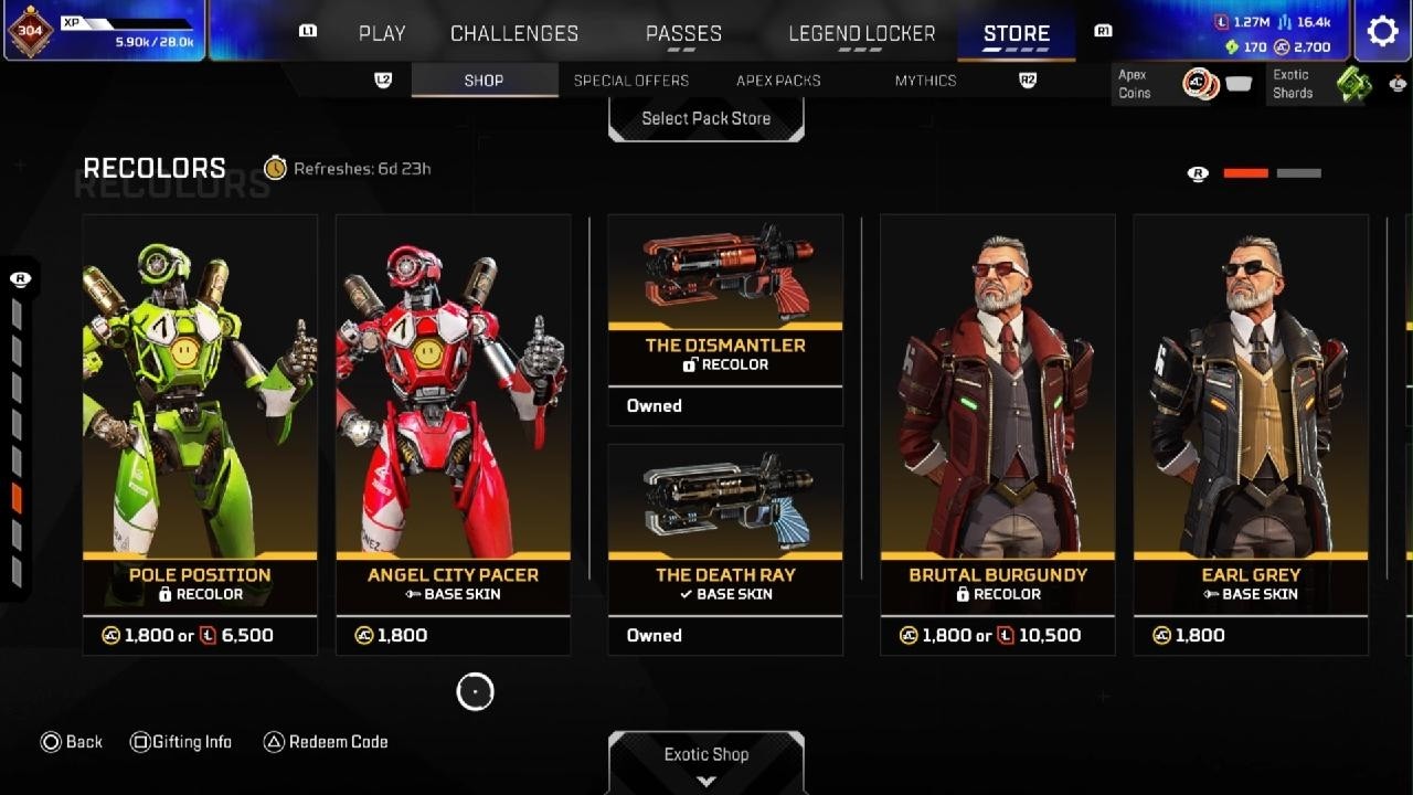Apex Legends Weekly Shop Update - MARKED Week 2 Recolor Rotation - Season 30