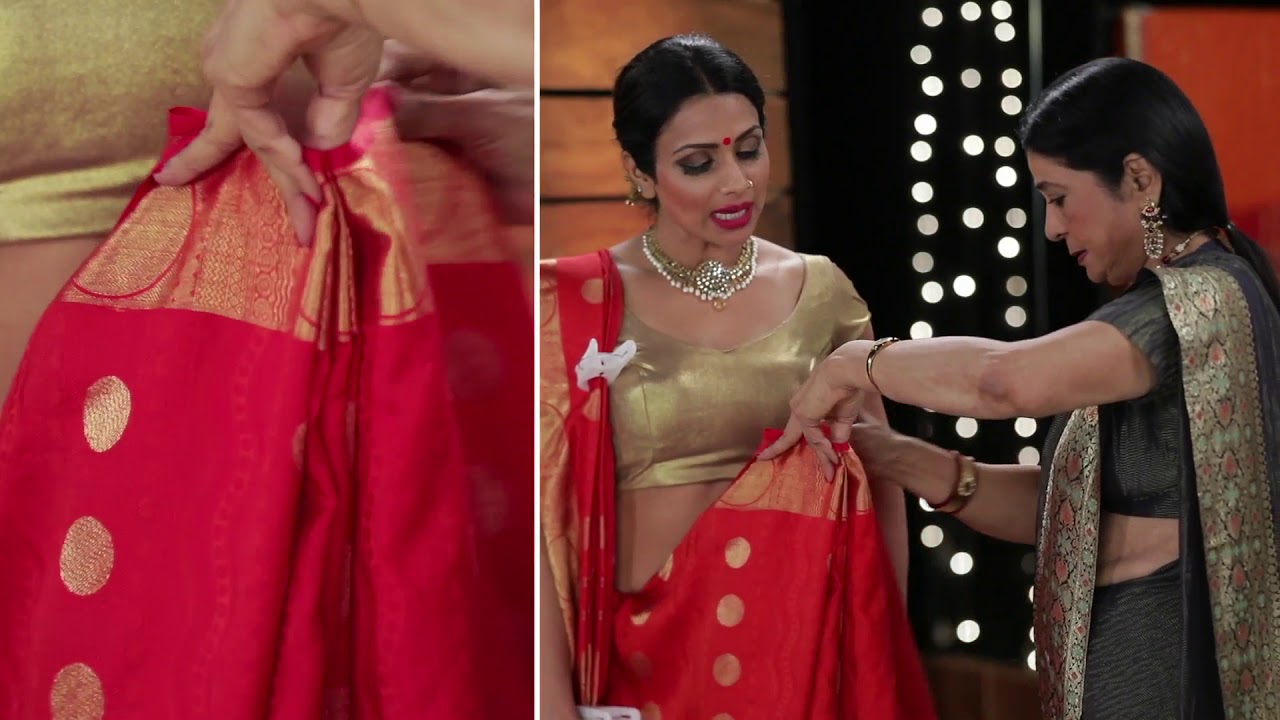 Front Pallu, Saree Draping (Style 3) by Kalpana Shah for Brides to give them a Regal Look