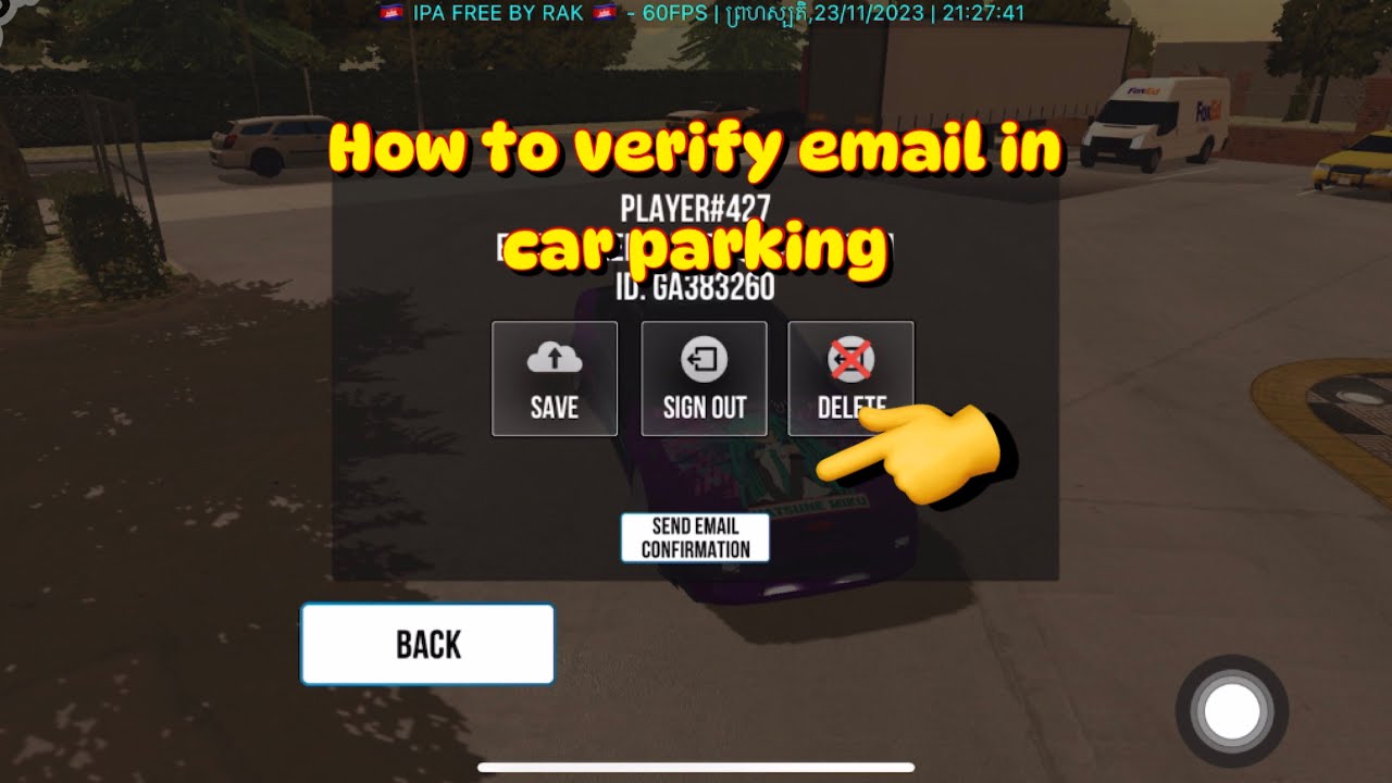 How to verify email in car parking .