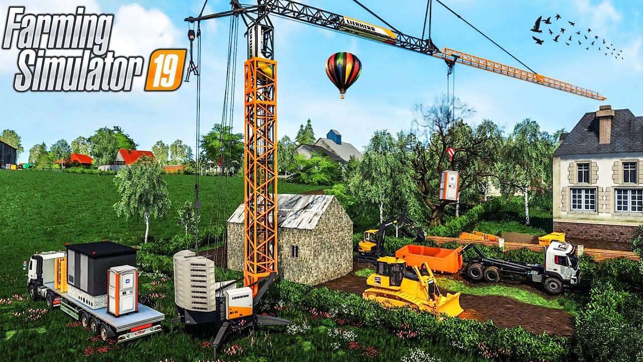 Mise en place de la GRUE & Terrassement (Farming Simulator 19 TRAVAUX PUBLICS)
