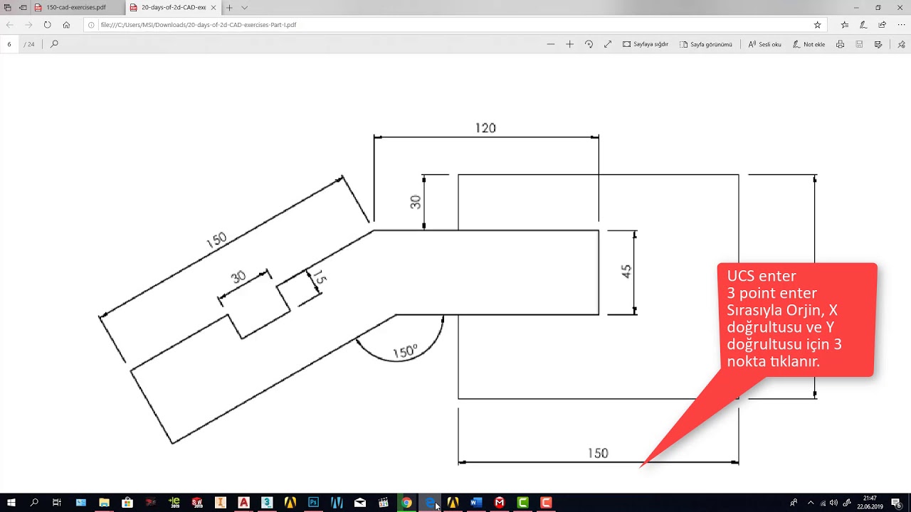 Autocad 2d Drawing Tutorial - 20 Days of Cad Exercises Example 5