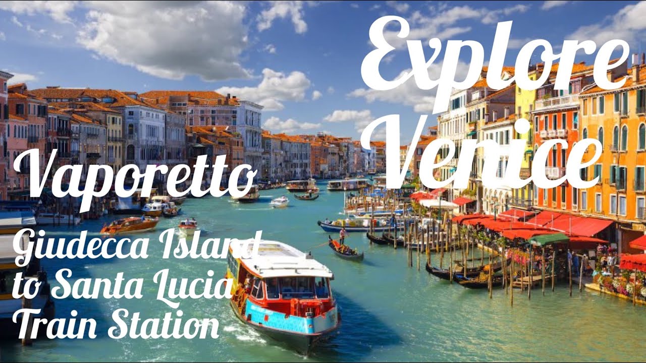 Vaporetto Giudecca Island to Venice Santa Lucia. Explore and Visit Venice from the Water. 4K Video