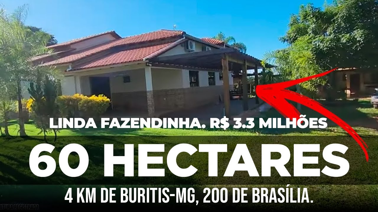 R$ 3.200.000,00 - Linda fazendinha, 60 hectares, mansão, 4 km da cidade, 200 km de brasília