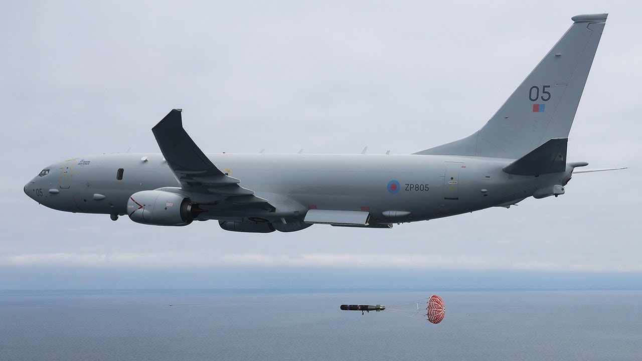 First torpedo dropped by RAF MRA1 Poseidon aircraft