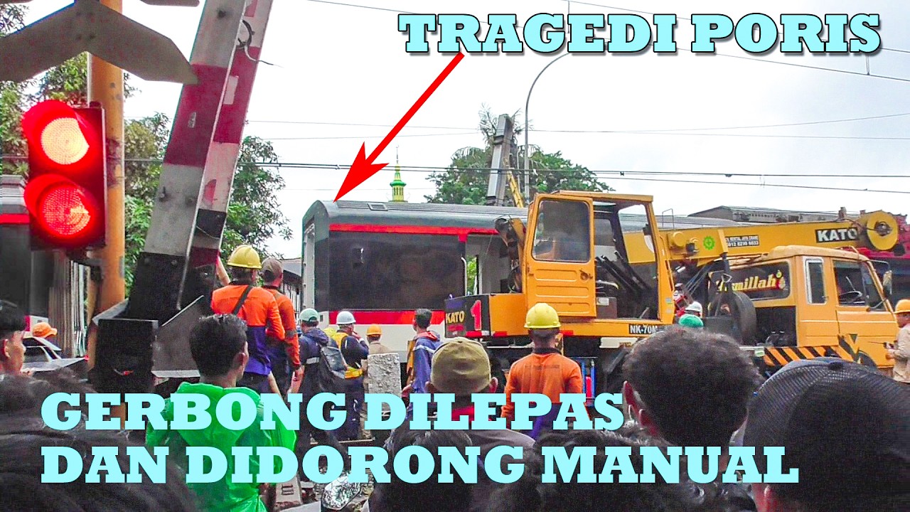 TRAGEDI PORIS || TIANG WCM Perlintasan Dipotong Dan Gerbong KA Bandara Di Dorong Manual