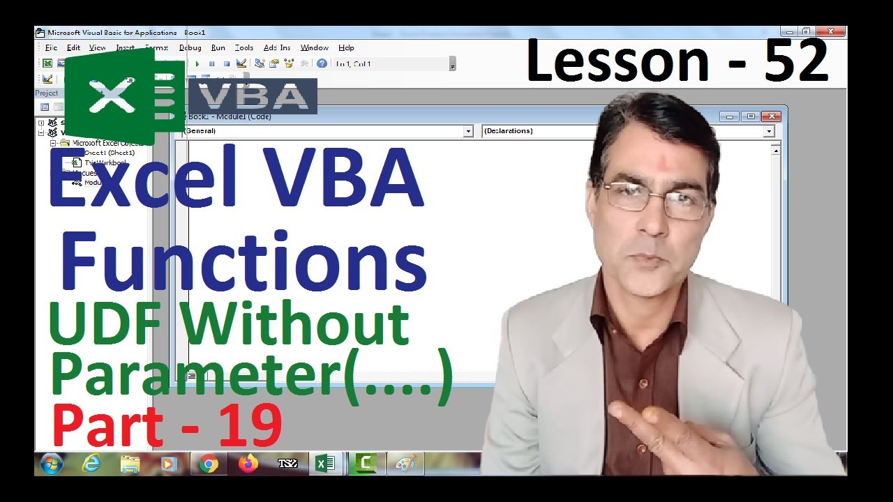 UDF without parameter in excel VBA | Excel VBA for beginners - 52 | User Defined Function in VBA
