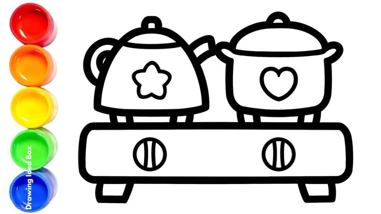 Drawing a Cooking Pot 🍳 👩‍🍳 | Fun Kitchen Items Drawing Ideas for Kids | Drawing Ideas Box