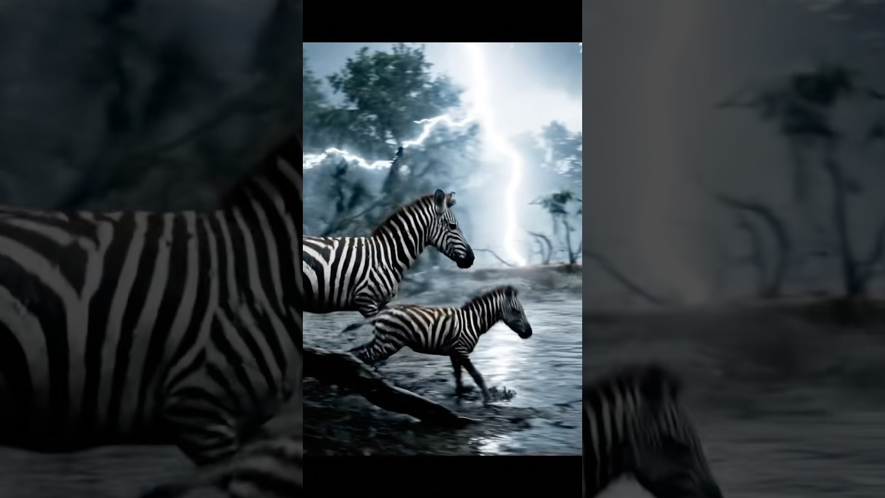 Zebras battling heavy rainfall 