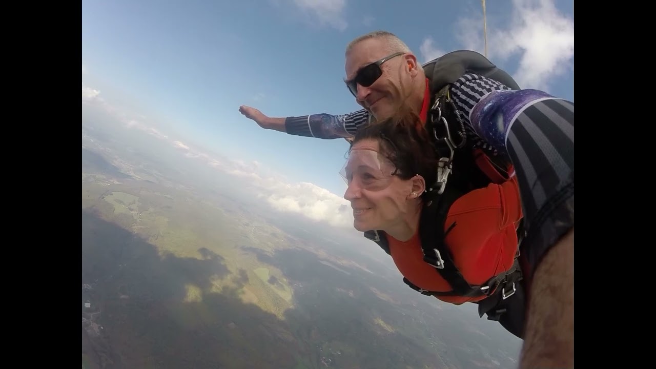 Maureen Schmidt skydiving over Norwich with Just Jump Skydiving
