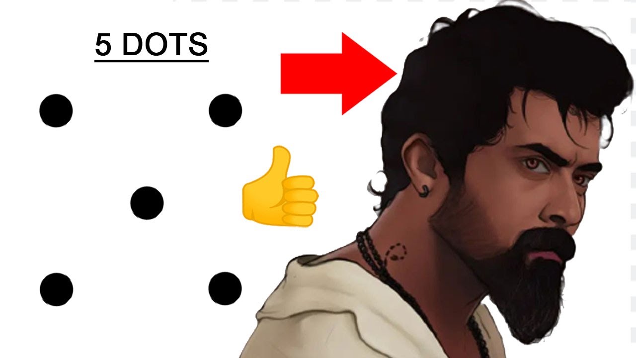 Turn 5 dots into Rolex Surya drawing easy - How to draw Rolex surya drawing from vikram movie