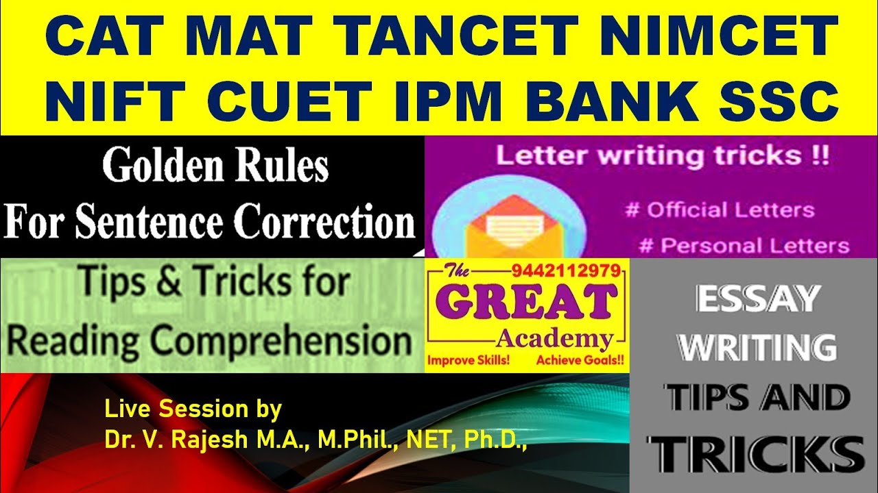 SENTENCE CORRECTION | RULES | COMPREHENSION | TIPS | LETTER | ESSAY WRITING | TRICKS | ENGLISH