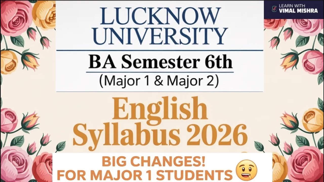 🔥 English Syllabus 2026 BA 6th Semester Complete Syllabus 2026|Lucknow University |Updated Syllabus