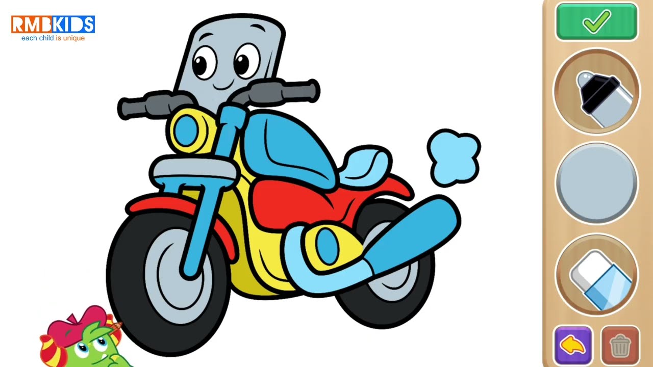 Motorcycle 🏍️ Coloring for Kids  | Learn Colors 🎨 with Fun Nursery Rhymes @RmbKids 