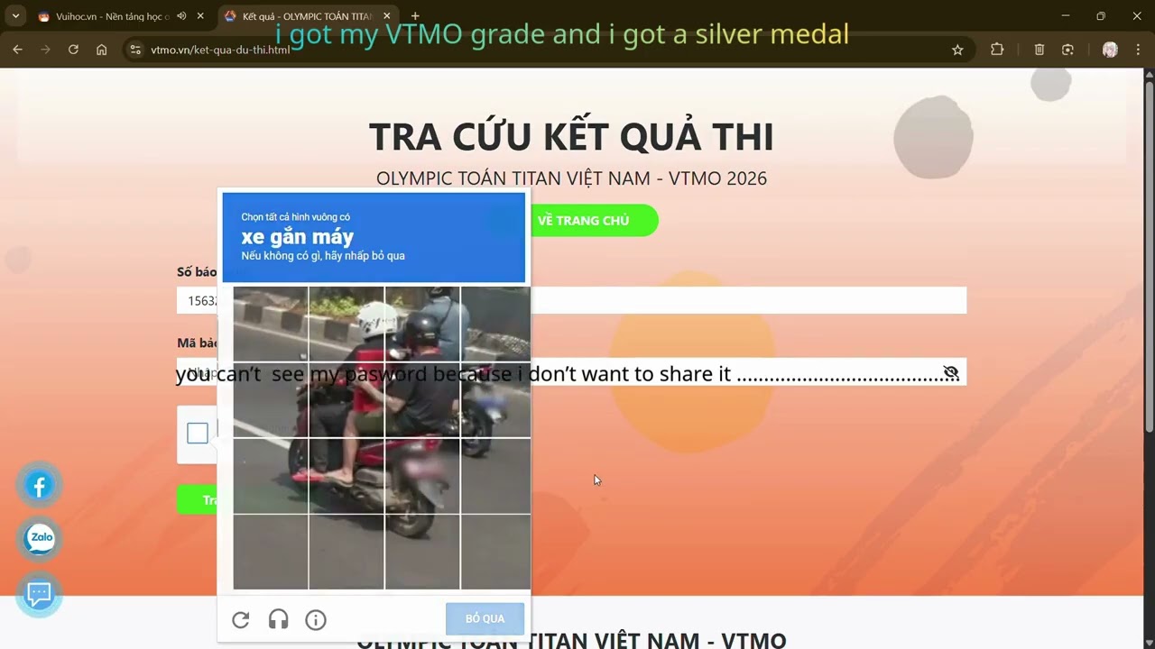 i got my VTMO grade and i got a silver medal