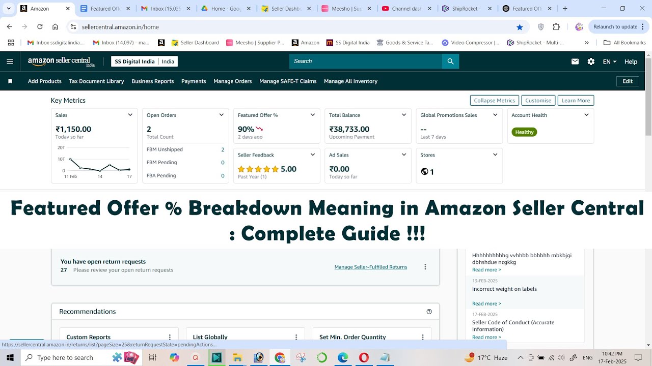 Featured Offer % Breakdown Meaning in Amazon Seller Central &ndash; Complete Guide !!!