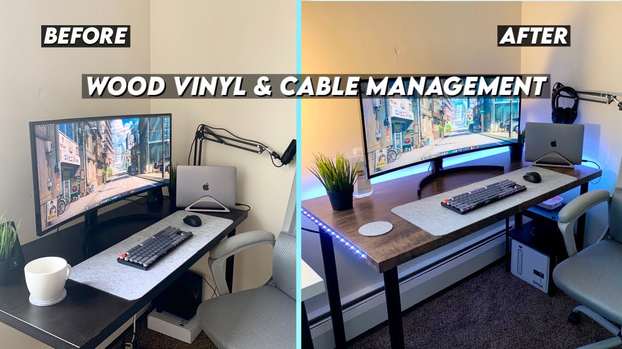 Building My Dream Desk Setup P2: Wood Vinyl Wrap / Cable Management
