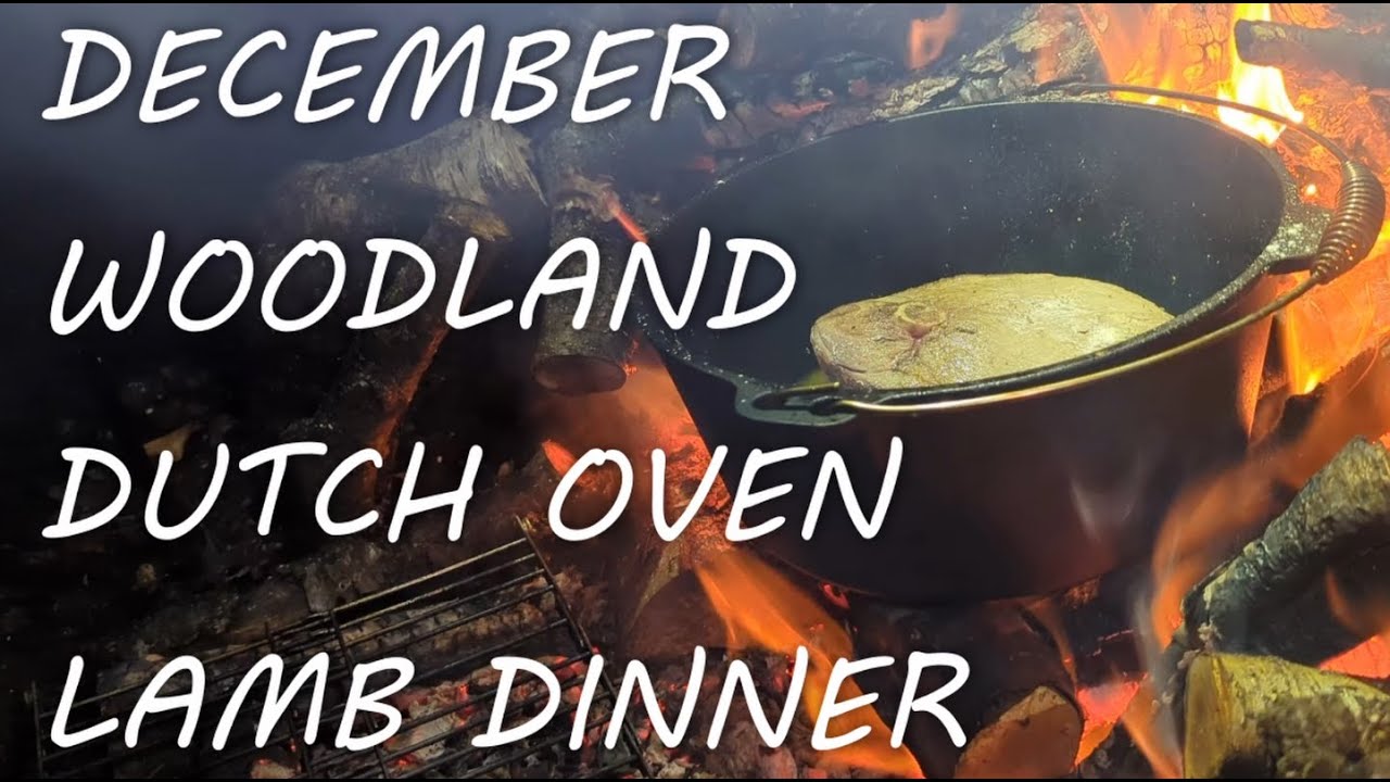 Wet December Dutch oven campfire cook with an old friend. Wild camping, Outdoor cooking