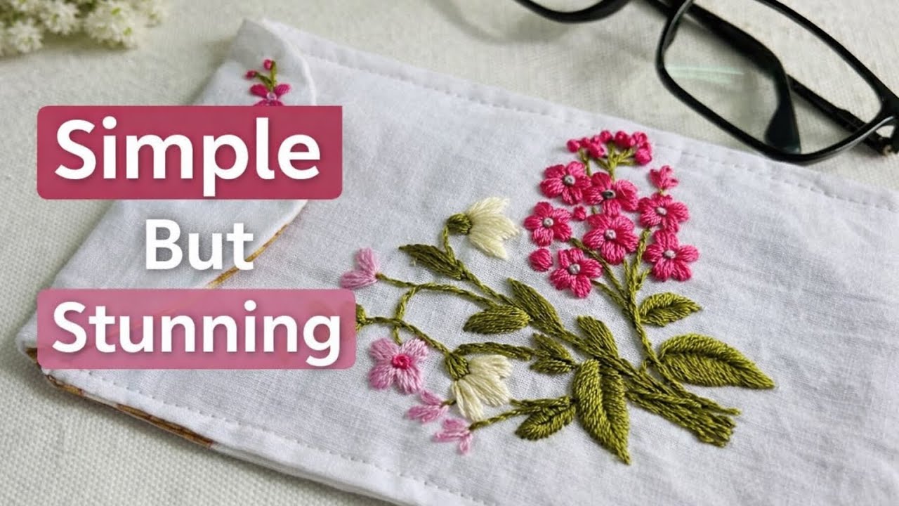 Simple Floral Hand Embroidery for Beginners | Pink Flower Design
