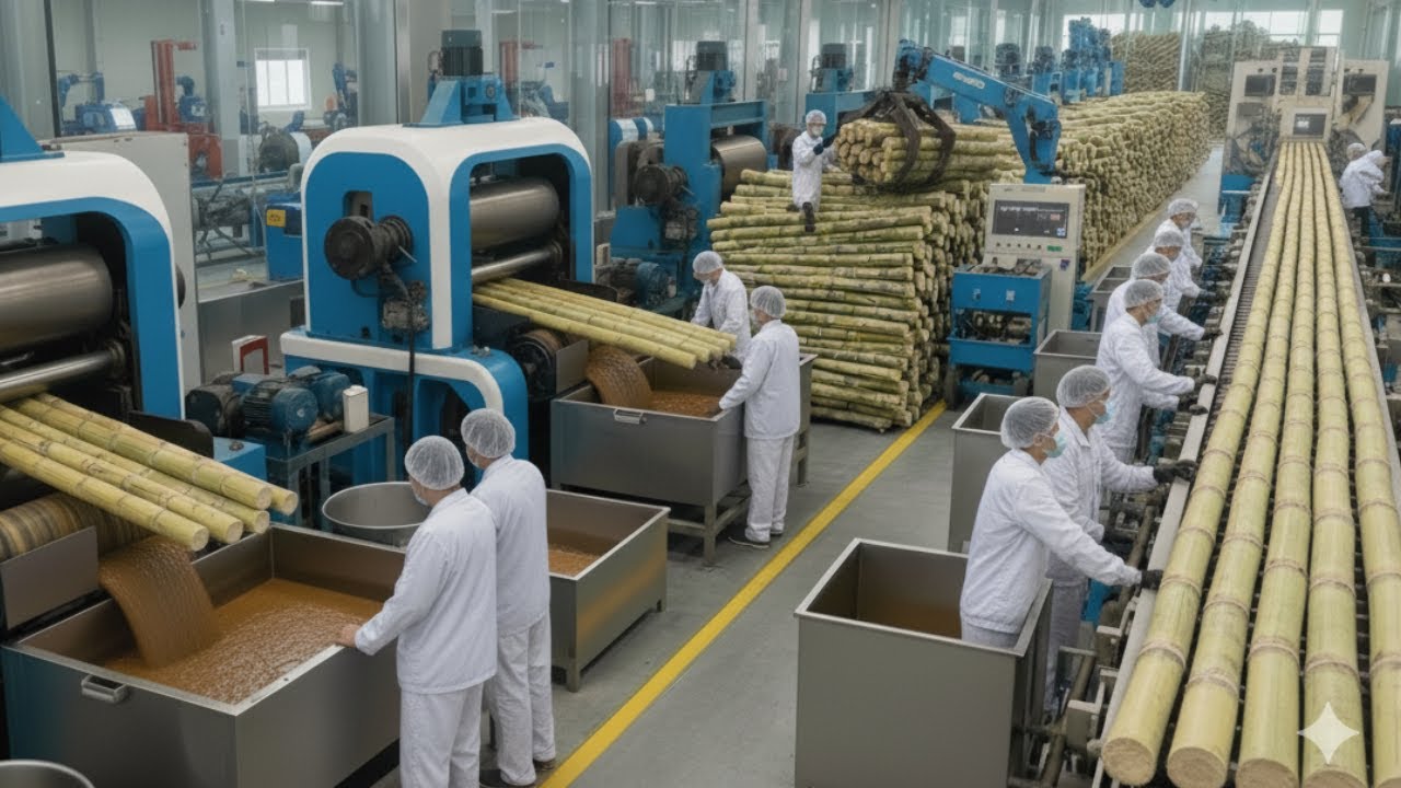 Inside the Cane Sugar Factory: How Sugarcane Is Turned Into Refined Sugar (Full Process)