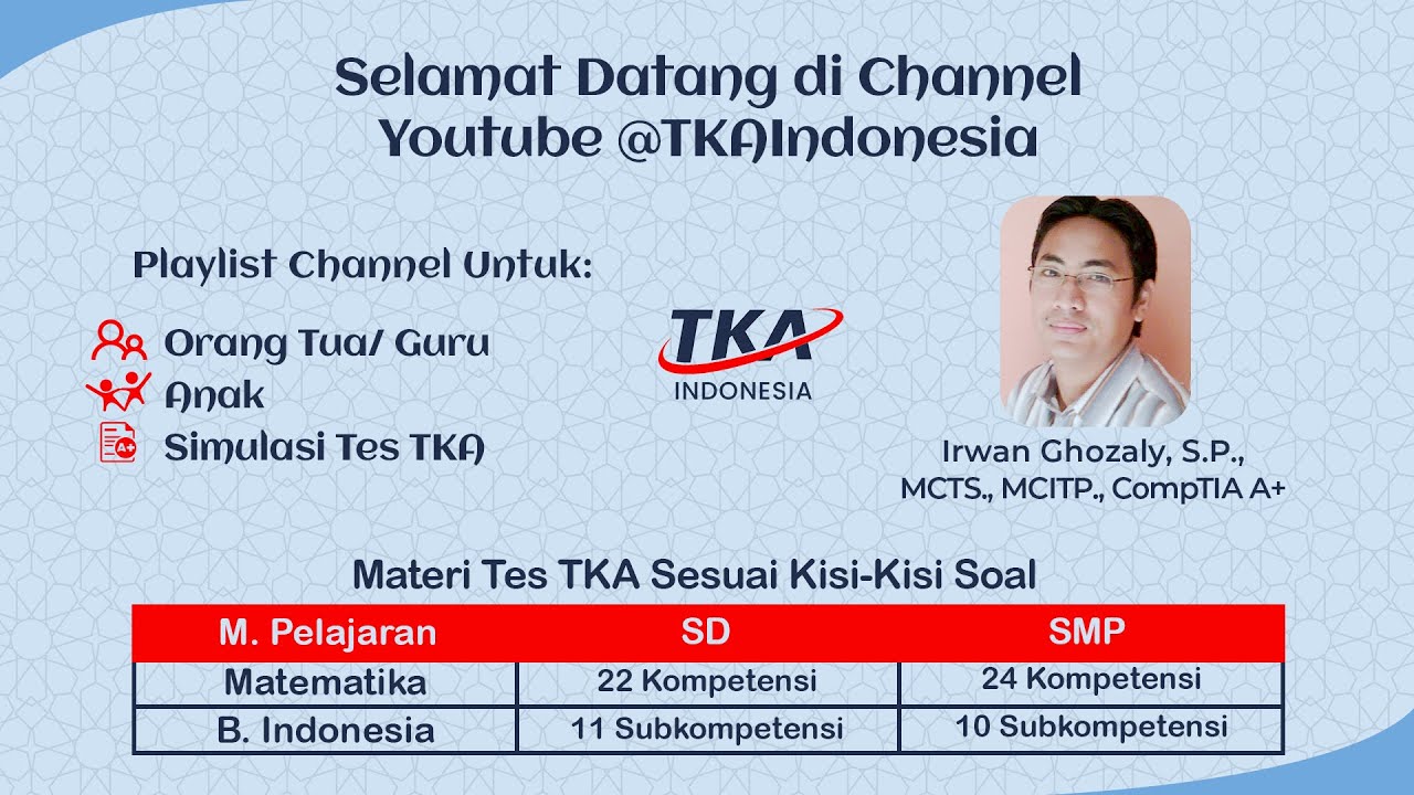 Pusat Bank Soal TKA SD/MI, SMP! TKA Indonesia | Playlist Khusus Untuk Orang Tua, Guru dan Siswa