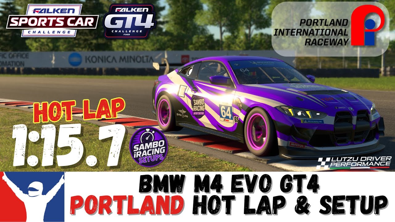 iRacing BMW GT4 Portland Guide Lap 1:15.5 BMW M4 Portland Track Guide Lap