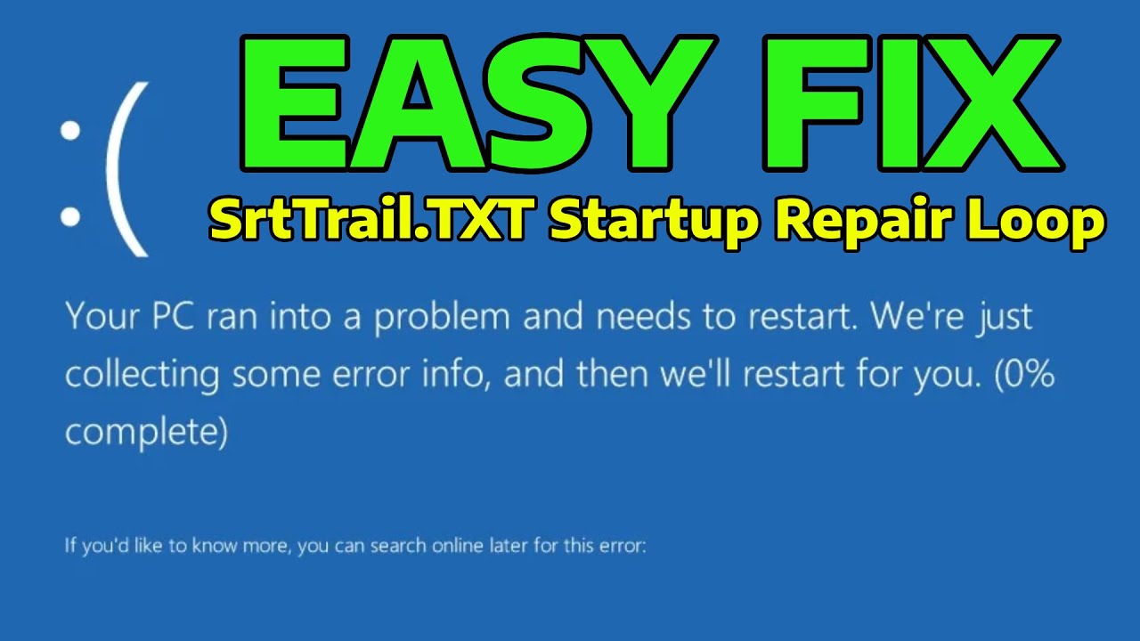 How To Fix Automatic Repair Couldn't Repair Your PC SrtTrail.txt (Startup Repair Loop in Windows)