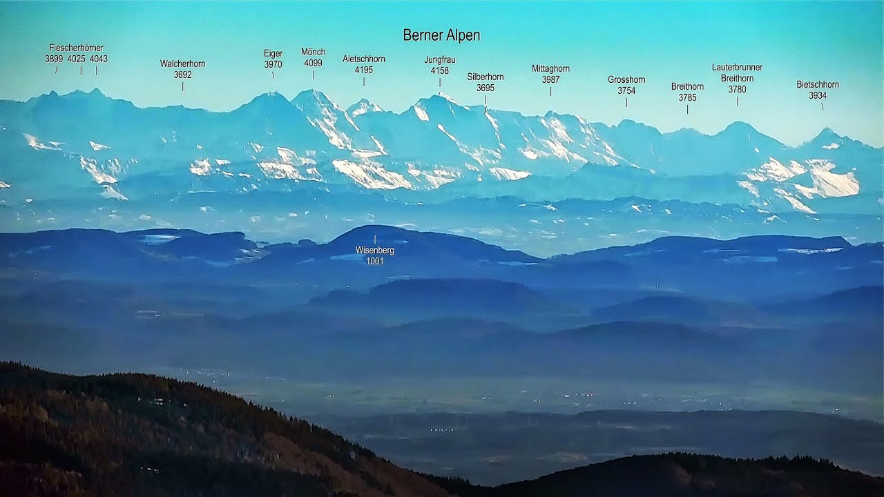 Alpenpanorama (Nahaufnahme) vom Belchen, 1414 M | Schwarzwald 🇩🇪