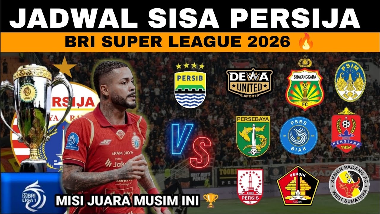 Jadwal Sisa Pertandingan Persija BRI Super League 2026  Hari Ini 📝 Persija Terbaru Hari Ini