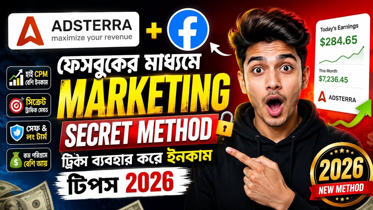 🔥 Adsterra + Facebook Secret Traffic Method 2026 | High CPM Marketing Tricks to Earn More Money 💸