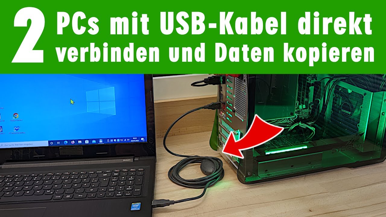 PCs mit USB Kabel verbinden - alten PC auf neuen übertragen - Daten einfach kopieren Windows 10 11