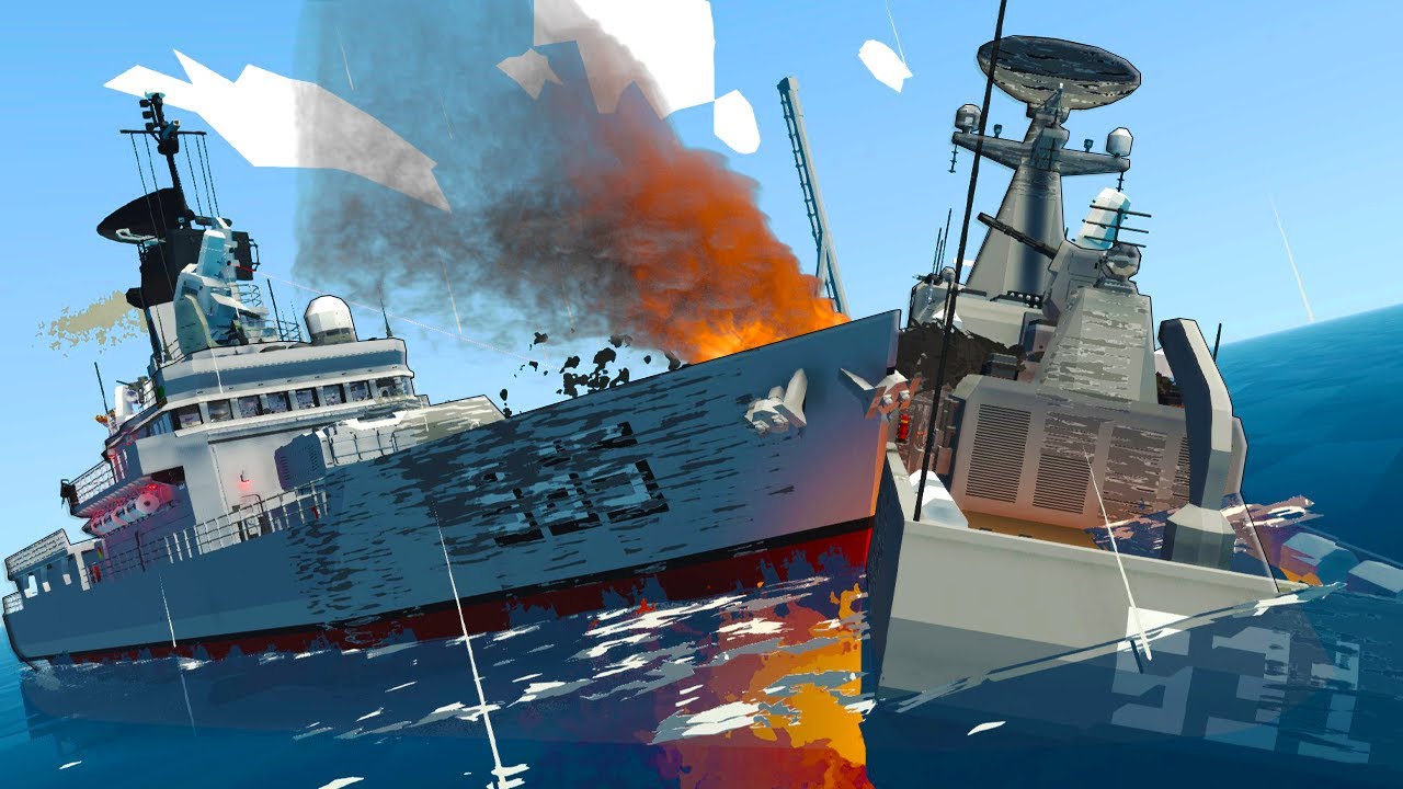 Massive Ship Battle Turns into Sinking Ship Survival?! (Stormworks Weapons DLC)