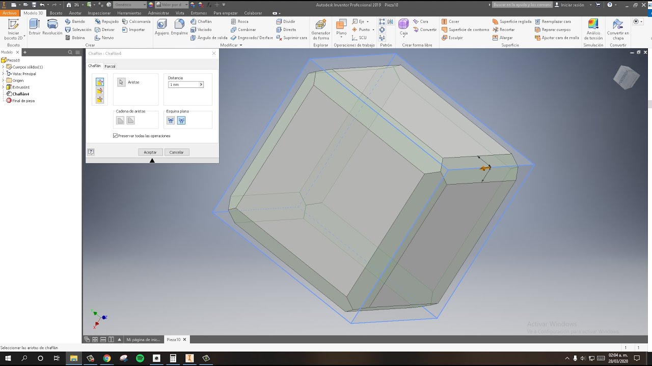 CHAFLAN en INVENTOR 2019